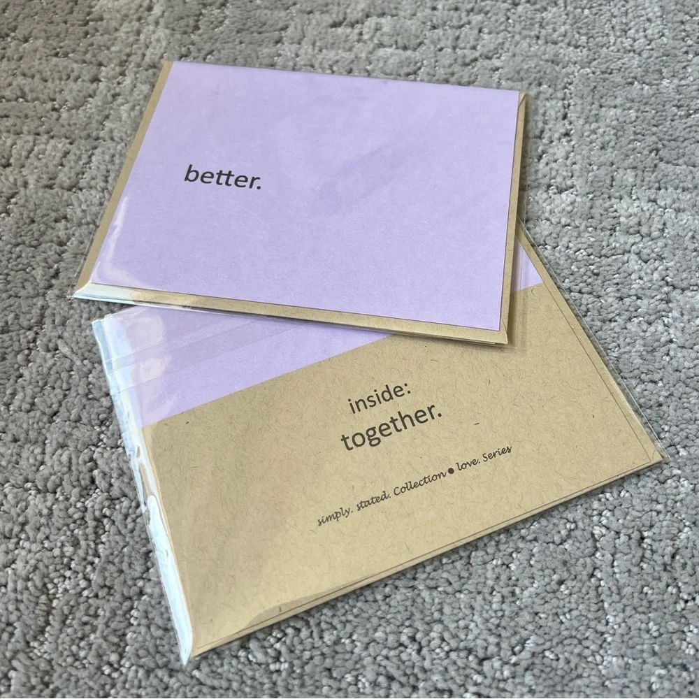 Set of 3 - Handmade Simply Stated Card Set - Love Series, Better Together